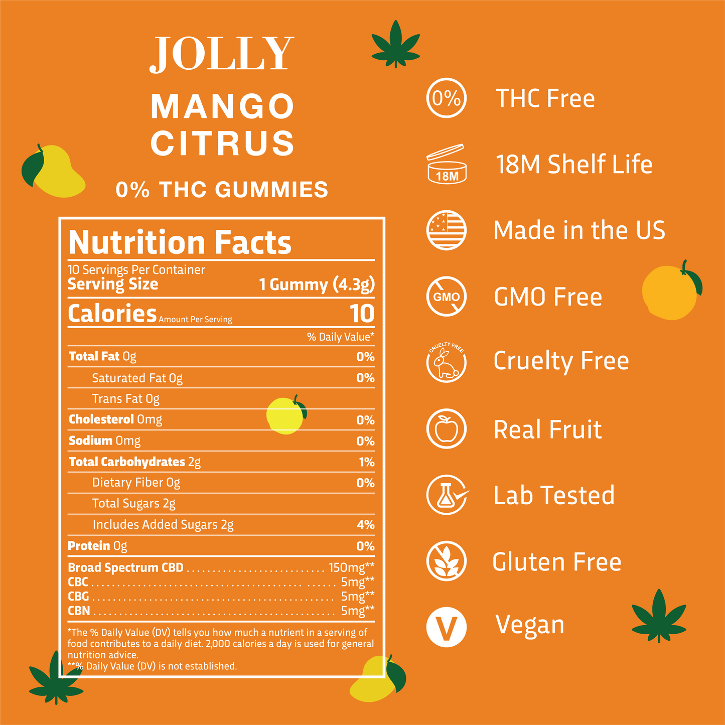 CBD Mango Citrus Vegan Gummies