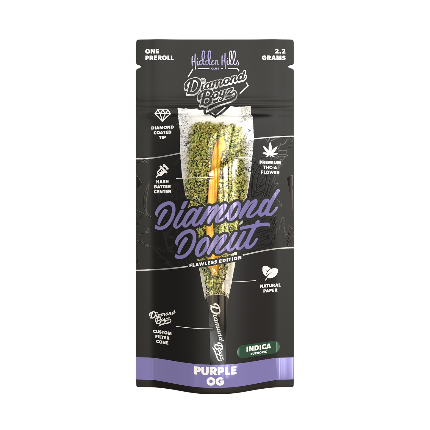 2.2G Diamond Donut | Purple OG | Indica Pre-Roll