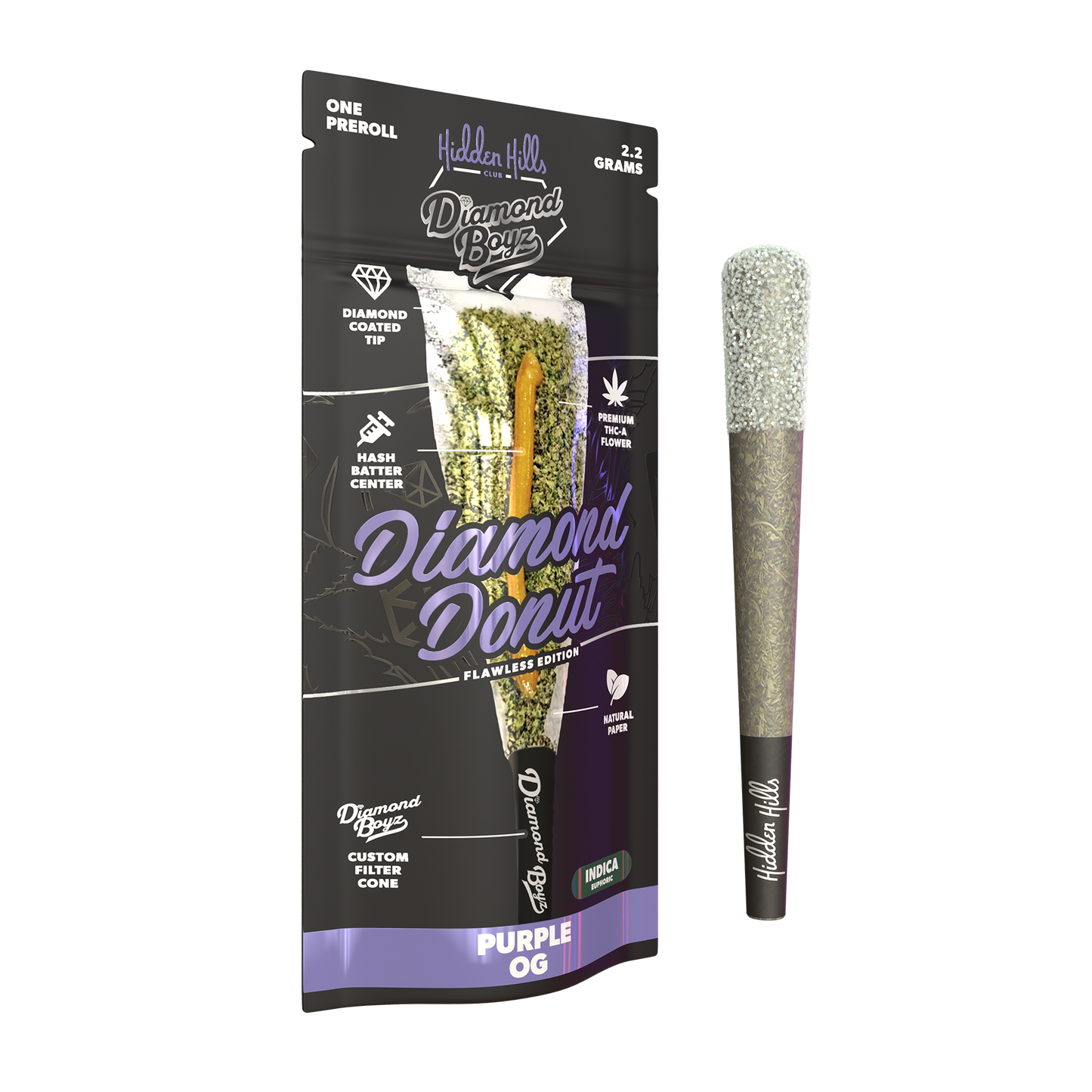 2.2G Diamond Donut | Purple OG | Indica Pre-Roll