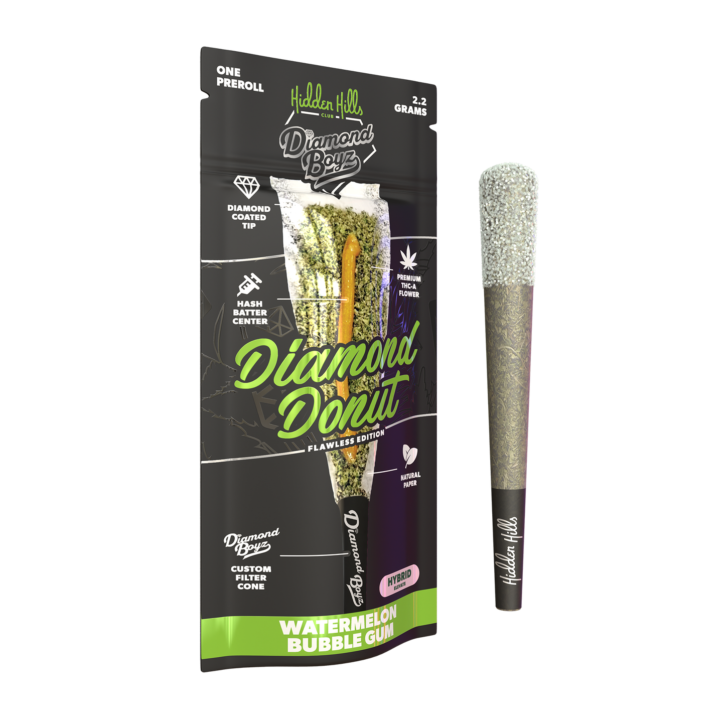 2.2G Diamond Donut | Watermelon Bubble Gum | Hybrid Pre-Roll